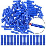 Rpi shop - Fully Insulated Straight Butt Connector Electrical Wire Crimp Terminals, (BV-2) Pack of 100 (Blue)