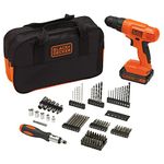 BLACK+DECKER 20V MAX* Cordless Drill Kit, 100 pc. Home Tool Kit with Bits, Screwdriver, Battery and Charger (BDC120VA100)