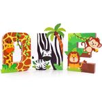 Safari ONE Letter Sign Jungle Animals First Birthday Decorations Paper Mache Letters Cake Smash Props Freestanding Decorative Letter Set for Jungle Safari Boy Birthday Party Supplies