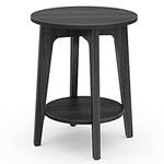 VASAGLE Side Table, Small Round Table for Living Room, Bedside Table for Small Spaces with Lower Shelf, Modern Style, Black LET283T22