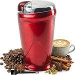 Andrew James Electric Coffee Grinder, Bean, Nut & Spice Grinder, Powerful Compact Grinder for Home Kitchen, One Touch Operation 150w with 70g Basin, Includes Cleaning Brush (Red)