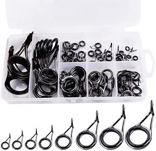 Zsrivk 75Pcs 8 Sizes Fishing Rod Repair kit, Ceramic Guide Ring Replacement Kit, Stainless Steel Fishing Rod Guides for Repairing Fishing Pole Top Eyelets