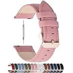 Fullmosa 18mm Leather Watch Band Compatible with Garmin Vivoactive 4/4S/Vivomove 3S/Active S/Venu 2S/Move 3S, Huawei Watch 1st,Fossil Gen 4/3 Q Venture,Seiko 5 Watch Strap 18mm Pink, Rose Gold Buckle