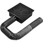 DKIEI Square Catch Basin Drain Kit, Catch Basin Downspout, No Deep Dig Required, Pipe Stretched Length 155cm, Gutter Downspout Extensions Set for Lawns, Landscaped Areas, Yards, Sidewalks, Black