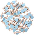 Kisangel 50pcs Love Photo Clip Baby Heart Love Bags Photo Clips Memo Clips DIY Craft Clips Mini Wooden Heart Clothespins Card Wood Clips Bamboo Heart-Shaped Clothesline