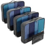 OW-Travel Easy to Organise Packing Cubes for Suitcases. 4 Large Travel Cubes and Zipper Organiser for Travel Bag Backpack Luggage.Travel Accessories Gifts Holiday Essentials. 5Pcs Black