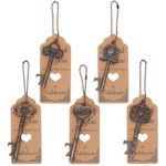 Aokbean Vintage Key Bottle Opener 100 Pieces Skeleton Wedding Gifts Guest Memorial Favour Set with Thank You Card and Chain for Wedding Birthday Christening Party Gifts (Antique Copper), KP-MIX-100