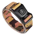 TUSHI Quick Release Tactical Belt, Military Style Nylon Web Hiking Belt With Heavy Duty Seatbelt Buckle For Men (Camo-Khakhi)