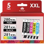 Toner Kingdom Compatible Ink Cartridge Replacement for Canon 280 281 PGI-280XXL CLI-281XXL PGI 280 CLI 281 XXL Ink for PIXMA TR7520 TR8520 TS6120 TS6220 TS6320 TS8120 TS9120 TS9520 Printer (5 Pack)