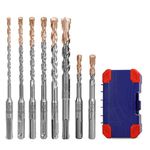 WORKPRO 8-Piece SDS Plus Rotary Hammer Drill Bit Set, Metric Drill Bit, Carbide Tip, for Brick, Concrete, Stone and Cement (Without Nails) - Storage Case