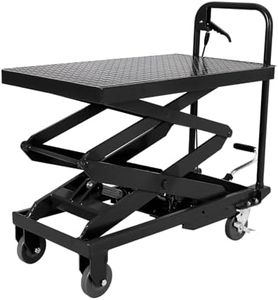 Garvee Double Scissor Hydraulic Lift Table Cart, 500lbs Capacity 48" Lifting Height, Lift Table w/ 4 Wheels and Non-Slip Pad, Elevating Hydraulic Cart for Material Handling and Transportation, Black