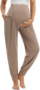 WiWi Women's Viscose from Bamboo Maternity Pants Soft Over The Belly Pregnancy Leggings High Waist Stretchy Bottoms S-XXL, Camel, X-Large