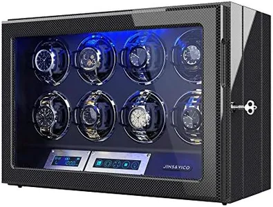 Watch Winder, Piano Finish with Adjustable [Upgraded] Pillows, 8 Winding Spaces for Automatic Watches, Built-in Illumination