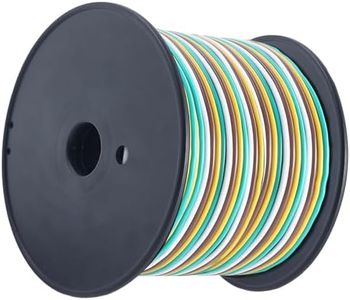 EXERAUO Trailer Wiring Harness 100FT 14 Gauge Trailer Tow Harness Bonded Spool, CCA 4 Way Colour-Coded Trailer Wiring Kit, Waterproof Boat Trailer Wire (Green, Yellow, Brown, White)