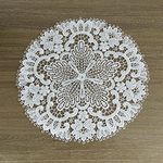 2Pack Round Lace Placemats for Dining Table,11inch Diameter Delicate Floret Embroidered Lace Doilies vase mat for Christmas Daily Use, Washable (white)