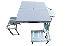 AMAZE Folding Aluminium Picnic Garden Outdoor Farm House Restaurant Ice Cream Parlour Food Parlour Cafeteria PicnicTable Without Umbrella (Bare Table)