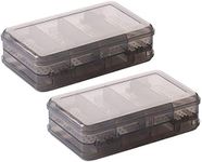 2Pcs Grey Double Layer Plastic Jewelry Box Organizer Storage Container for Earrings, Necklaces, Rings, Bead, Fishing Tackle, Jewelry, Pins, Hair Clips, Screws, Small Items Craft Box Case (10 Grid)