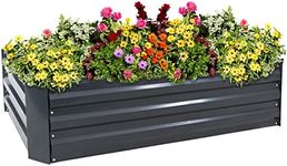 Sunnydaze 48-Inch Galvanized Steel Raised Garden Beds - Rectangle Planter for Vegetables and Flowers - Dark Gray - Set of 2