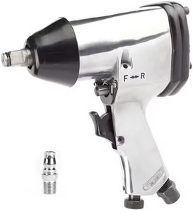 KOUREVON Air Impact Wrench gun 1/2 Inch Square Drive, Composite Impact Wrench, Heavy Duty Extended Anvil Pneumatic Tool with Socket Set, Silver. Max. Torque- 340N.m/250 ft lb.