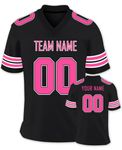 FwSYouMAI Custom Football Jersey Men Women Kid Personalized Printed Teamname Number Customized Shirts Sport Uniform-10 Black Pink