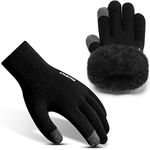 Rahhint Thermal Winter Gloves for Men Women Pure Wool Knit Gloves with fleece lining insulated Liner Keep Hand Warm Gift