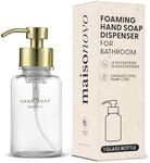 MaisoNovo Glass Foaming Hand Soap Dispenser 14 Oz | Gold Foaming Soap Dispenser Clear Bottle Gold Pump x 1 w/Labels