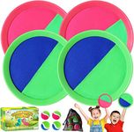 ZMLM Toss Catch Ball Toys Set: Upgraded Beach Yard Lawn Sport Game Activity Backyard Fun Outside Indoor Family Garden Toys for Age 3-12 Girl Boy Kid Birthday Gifts with 4 Sticky Paddles 4 Throw Balls