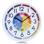 Lafocuse 12 Inch Silent Learning Clocks for Kids to Tell Time, Horloge Murale Enfant, Colorful Wall Clock for Kids,Kids Wall Clock for Home Decor Kids Room Bedroom Classroom