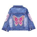 Peacolate 3-10Years Little Big Girls Embroider Butterfly Denim Jacket(pink butterfly,6-7Years)