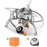 Odoland 6800W Windproof Camping Gas Stove, Portable Outdoor Camping Furnace, Folding Wild Camp Gas Burner, Backpacking Stove Suitable for Hiking, Camping, Trekking and Picnic