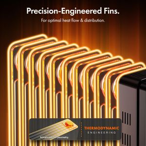 VonHaus 11-Fin Oil Radiator Heater, 2500W – Portable Electric