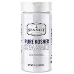 Caravel Gourmet Kosher Sea Salt - All Natural Premium Grade Fine Grain Salt For Cooking & Grilling - Non-Iodized, Gluten Free, No Additives, No Bleaching - Table Salt Shaker Replacement - (17 oz)