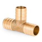 BFG Water Hose Barbed Connector, Solid Brass T-Type, Size 19mm - Corrosion Resistant Barbed Hose Tail Tee, Durable Brass for Optimal Flow Control and Weather Resistant Qualities