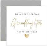 Old English Co. Special Granddaughter Birthday Card for Her - Adult Granddaughter Birthday Gift from Grandparents - Stylish Gold Foil Birthday Card for Women | Blank Inside Envelope