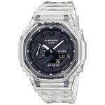 Casio G-Shock GA-2100SKE-7ADR Black Analog-Digital Dial Translucent Resin Strap Men's Watch Shock and 200M Water Resistant G1102