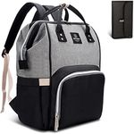 Pipi bear Nappy Changing Bag, Multi-functional Waterproof Travel Diaper Bag Backpack with Changing Pad (Grey-Black)