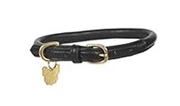 Shires Rolled Leather Dog Collar Medium Black