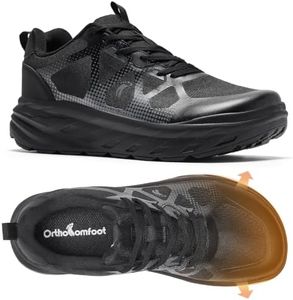 OrthoComfoot Men's X-Wide Orthopedic Diabetic Walking Shoes, Breathable Support for Bunion & Plantar Fasciitis, Adjustable Outdoor Daily Walking Sneakers, Black Size 11