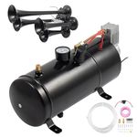 TOTEBOX 12V Train Air Horn Kit with 4 Trumpet, Air Compressor Kit 3L Tank Air System