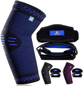 ABYON Elbow Compression Sleeve (1pcs)+Tennis Elbow Brace (2pcs),Elbow Support Gear for Sports or Daily Use to Reduce Joint Pain and Treat Tendonitis | Tennis Elbow | Golfer's Elbow | Arthritis