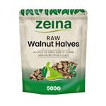 Zeina Raw Walnut Halves (500g) - Naturally Gluten Free Vegan Approved Low Sugar Walnut Halves, Premium Healthy Nut Snacks, Used in Home Baking, Cooking or Salad Toppings