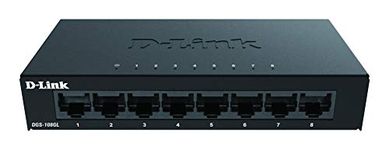 D-Link DGS-108GL 8-Port Gigabit Unmanaged Desktop Switch, Fanless, Low Profile, Metal Housing, Plug-and-Play, 802.3az EEE black DGS-108GL