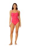 Anne Cole Women's Twist Front Shirred One Piece Swimsuit, Hot Pinkie, 6