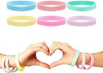 BLUE PANDA Pastel Silicone Bracelets, Party Favors, Intended for Ages 13+ (0.45 x 2.5 in, 6 Colors, 48 Pack)