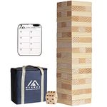 MEGWOZ Giant Tumble Tower Outdoor Games 60 Blocks Yard Games Stacking Games Includes Dice Carrying Bag Scoreboard Stacking Up to 5FT Outdoor Games for Adults and Family