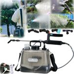 Pressure Sprayer, 8L Battery Pressure Sprayer Garden Sprayer with Lance and 4 Adjustable Spray Nozzles Backpack Sprayer with 2400mah Battery Automatic Pump Transparent Tank Telescopic Lance