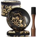 Handmade Tibetan Etched Singing Bowl Set with Case – Meditation Bowl & Sound Bowl with Cushion, Mallet & Guide – Stress Relief Instruments – Yoga Therapy Tools – Mindfulness Gift Set