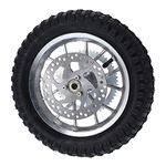 12.5x2.75in Rear Wheel Rim Tire with 12mm Bearing Assembly, Rear Wheel for 47cc 49cc 2 Stroke Mini Dirt Bike, Rubber Tire Brake Disc Rotor and Sprocket for Dirt Pit Bike (A (silver))