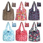 SNAIL GARDEN 6 Pack Reusable Shopping Bag,Eco Friendly Foldable Grocery Bags,6 Styles Large Heavy Duty Washable Tote Bags