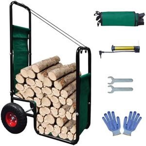 Firewood Log Cart with Wheels Heavy Duty Wood Log Cart Carrier Outdoor Indoor